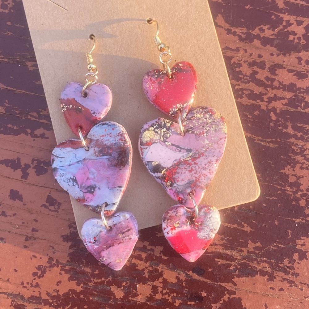 Marbled polymer clay earrings